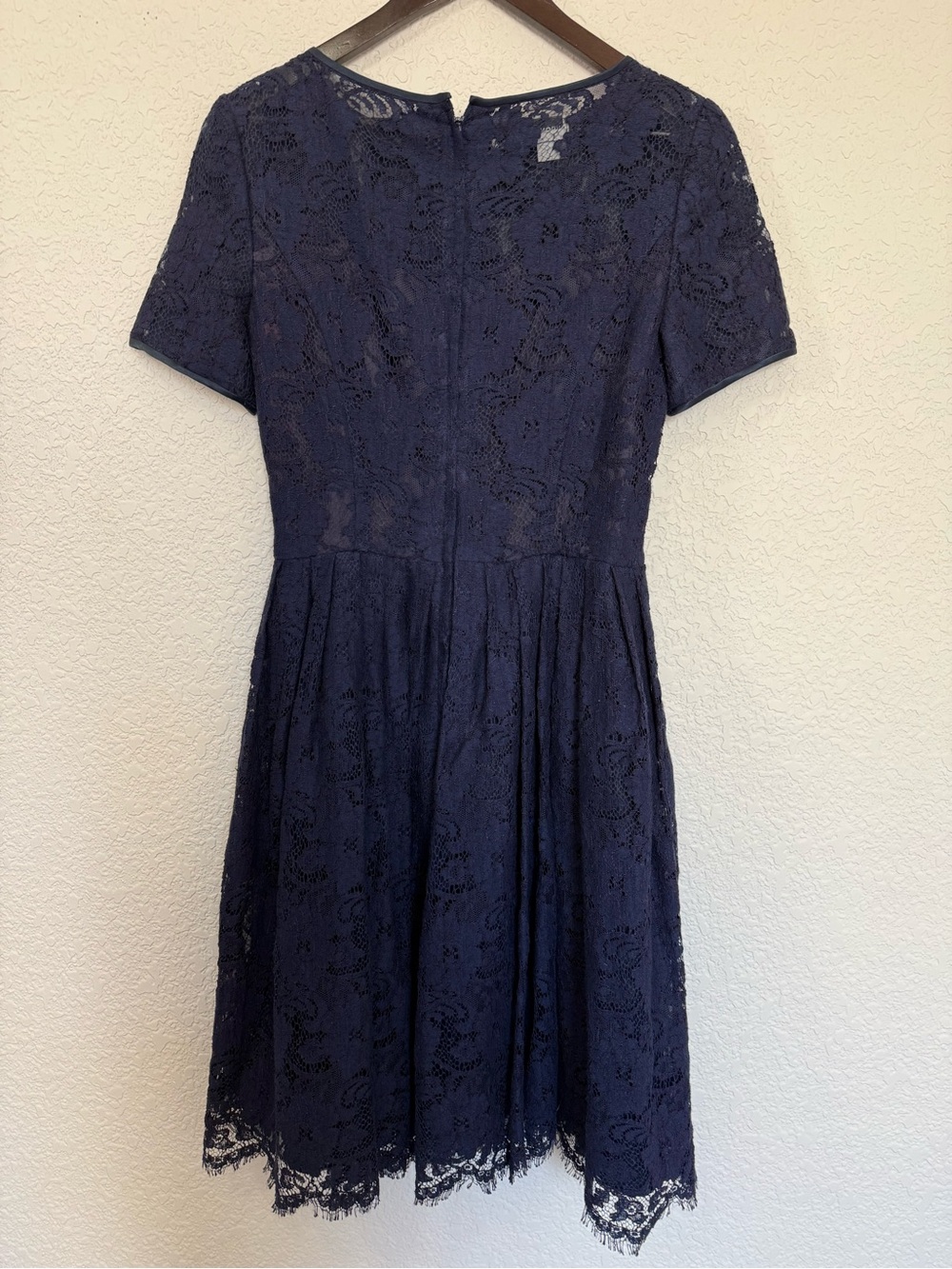 Vintage Nipon Boutique  Lace Fit & Flare Dress | Navy Blue | Romantic | Size 4‎ - Picture 8 of 13